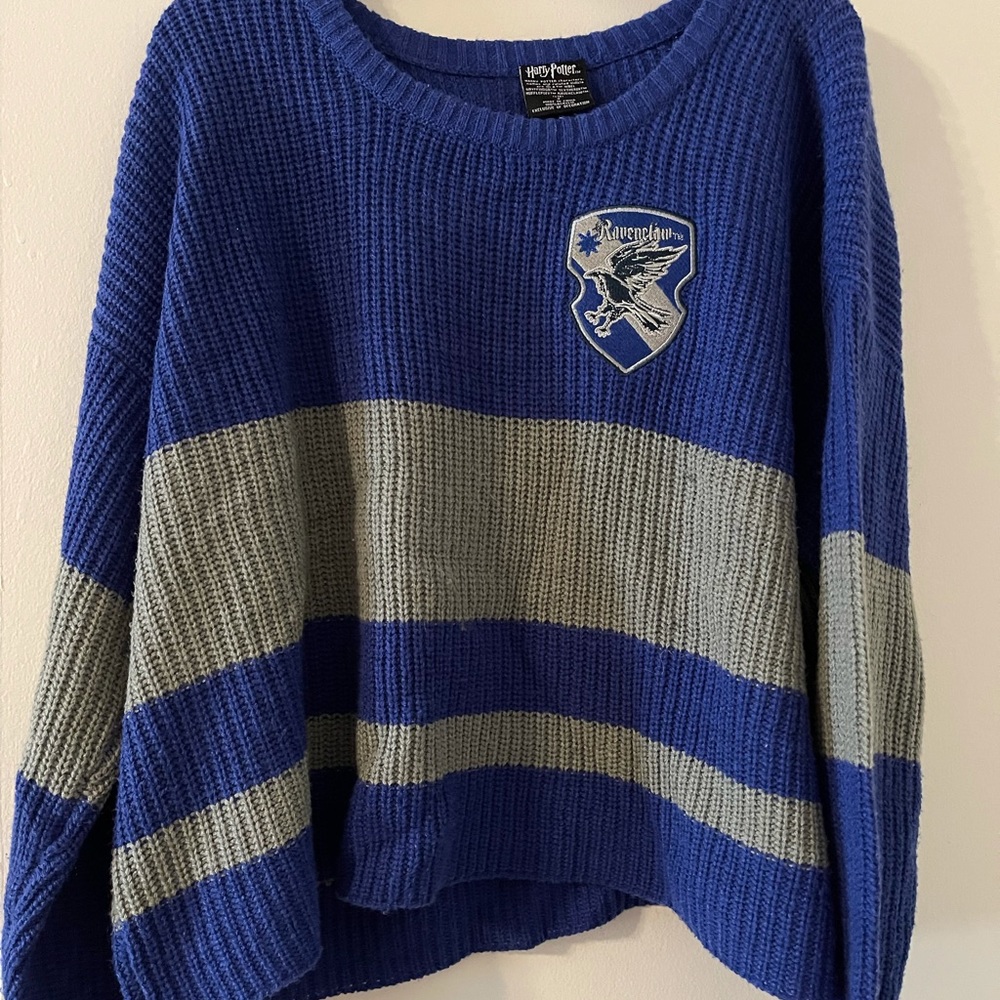 Warner Bros. Ravenclaw Blue and Gray Striped Knit Sweater